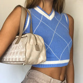 Timeless Classic V-Neck Knitted Cropped Vest